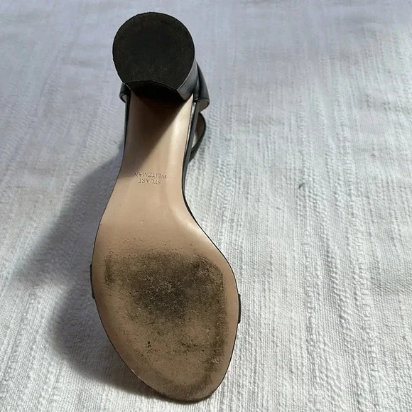 Stuart Weitzman 75Lessnudist Black Nappa Leather Sandals, Size 7M, EEUC - Picture 13 of 16